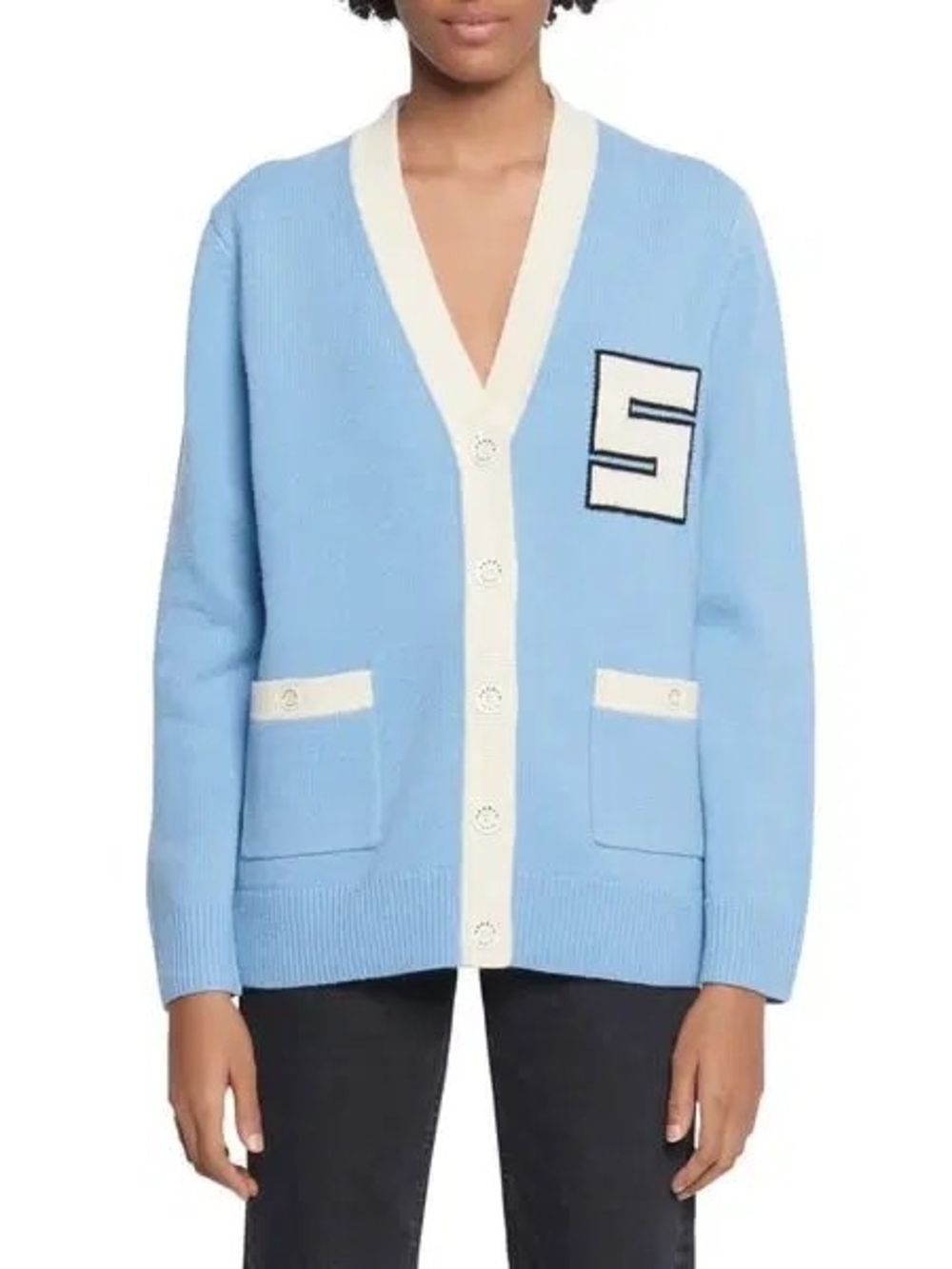 Sandro Amal Varsity Wool Cardigan 01900 - Picture 4 of 16